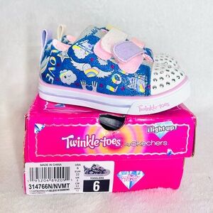 Skechers Twinkle Toes Kids Sneakers - Blue, Pink, and Yellow Size 6